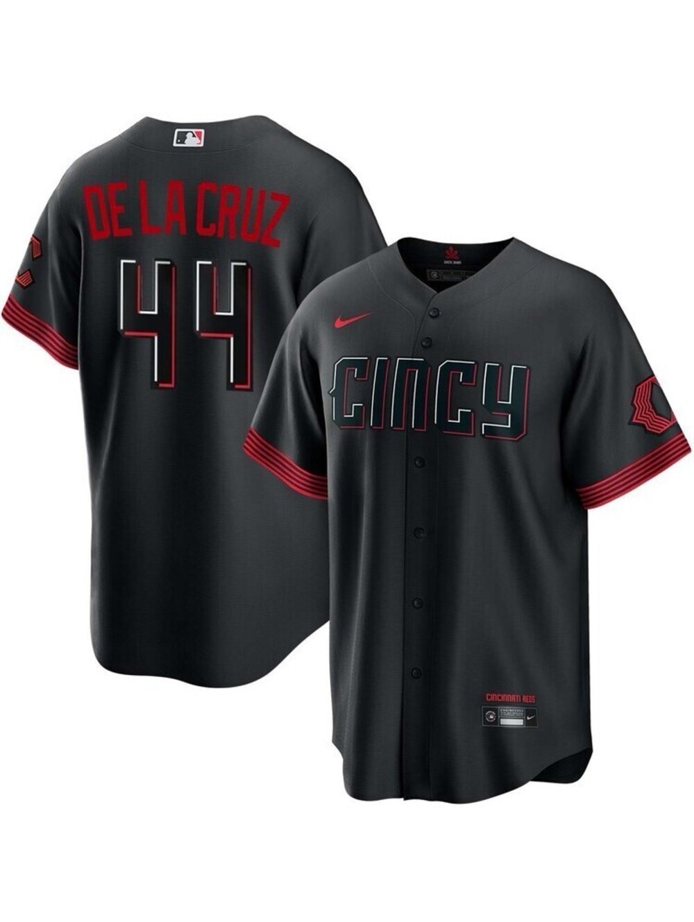 Nike Cincinnati Reds City Connect Black Baseball Jersey Ell DE LA CRUZ Men Small